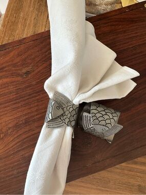 Pair Vintage Pewter Handmade Napkin Rings